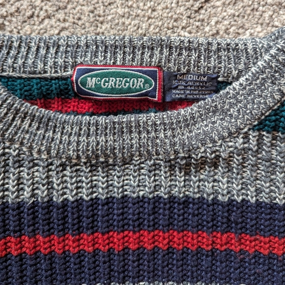 80s Vintage McGregor Knit Crewneck Sweater Size Medium - Picture 3 of 4